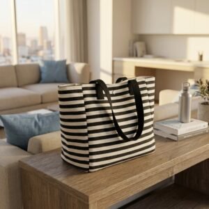Striped Canvas Beach Tote