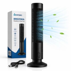 Brezora – Bladeless Tower Fan USB Desk Fan