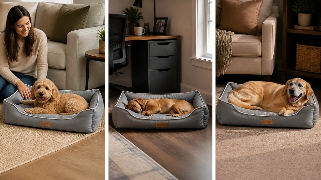 Bolstra Bolstered Dog Bed, shown in use at home