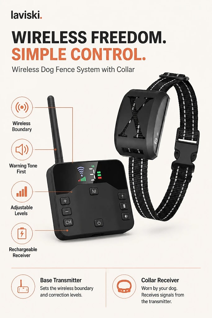 Boundex Wireless Dog Fence System with Collar, materials and construction detail