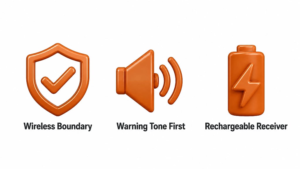 Boundex Wireless Dog Fence System with Collar, key features at a glance