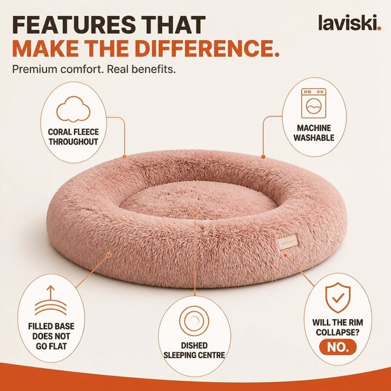 Calmara Calming Donut Dog Bed, feature showcase
