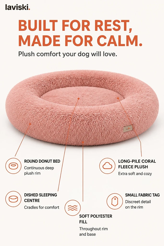 Calmara Calming Donut Dog Bed, materials and construction detail