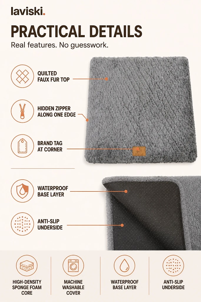 Cushora Orthopedic Foam Dog Mat, materials and construction detail