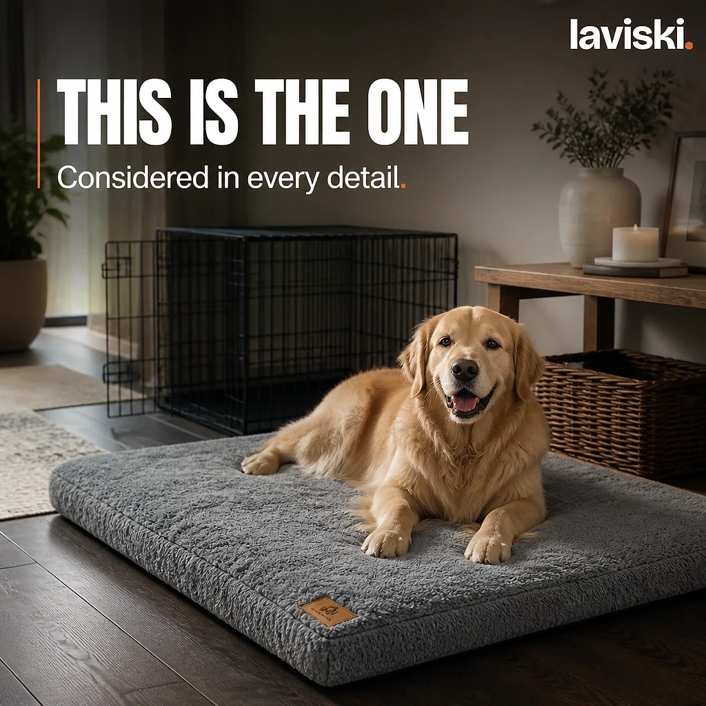 Cushora Orthopedic Foam Dog Mat, shown in a home setting