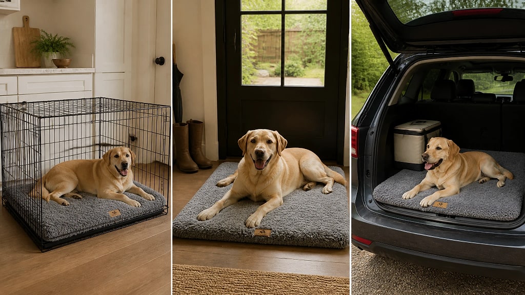 Cushora Orthopedic Foam Dog Mat, shown in use at home