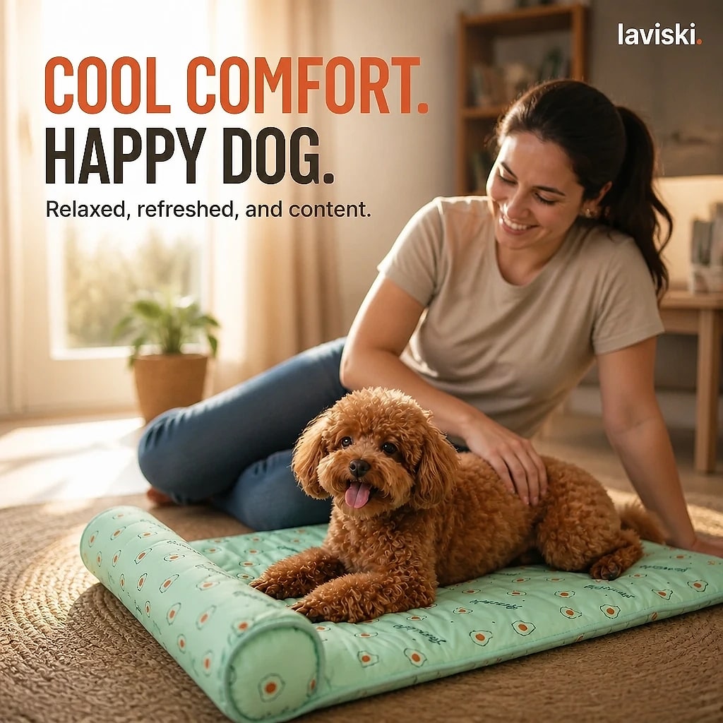 Frostpaw Pet Cooling Mat, in use, pet resting on it