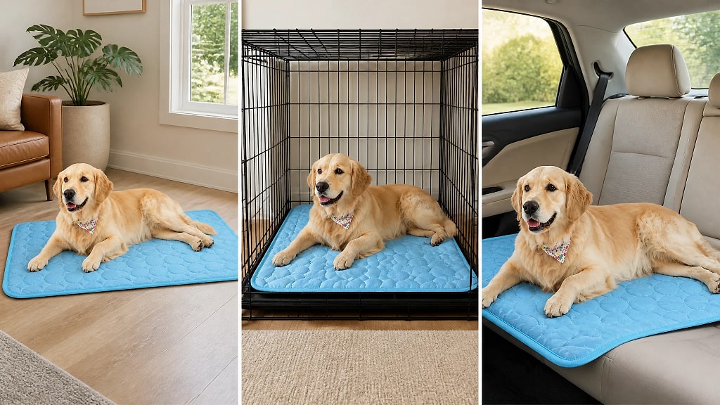 Glacia Flat Cooling Pet Mat, shown in use at home