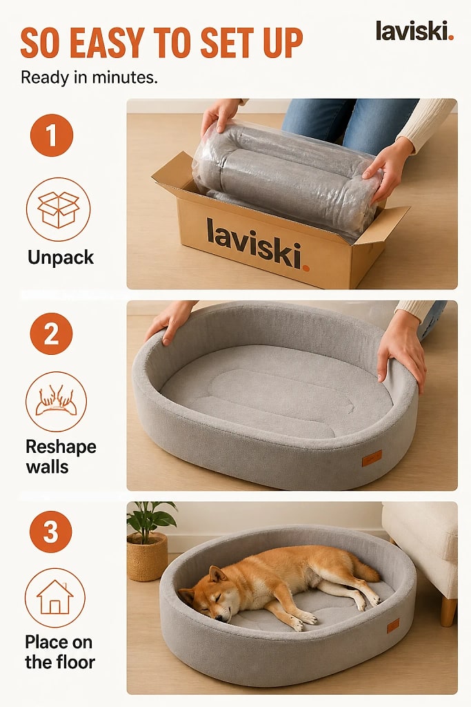 Ovalis Orthopedic Oval Dog Bed, how to unpack and set it up