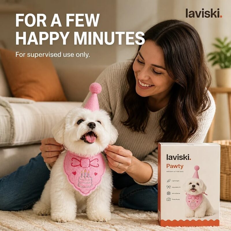 Pawty Birthday Hat and Bandana Set, trust / durability