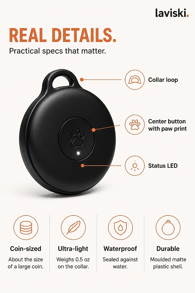 Pawvex GPS Tracker for Cats, materials and construction detail