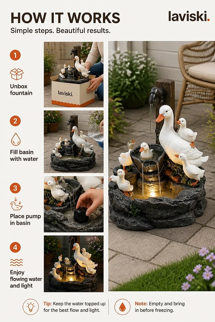 Rivona Tiered Garden Fountain, how to unpack and set it up