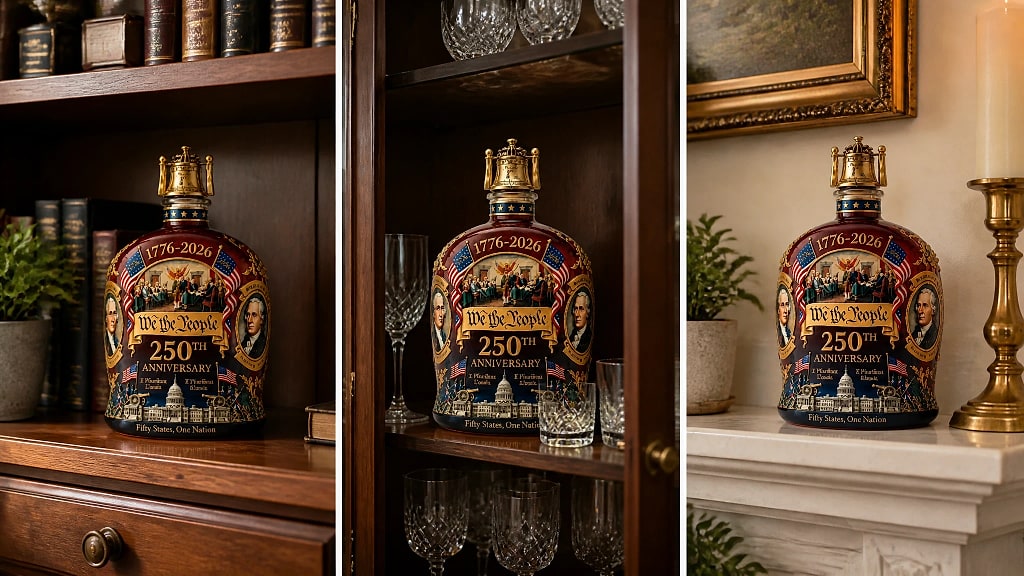 Vessara 250th Anniversary Commemorative Decanter, shown in use at home