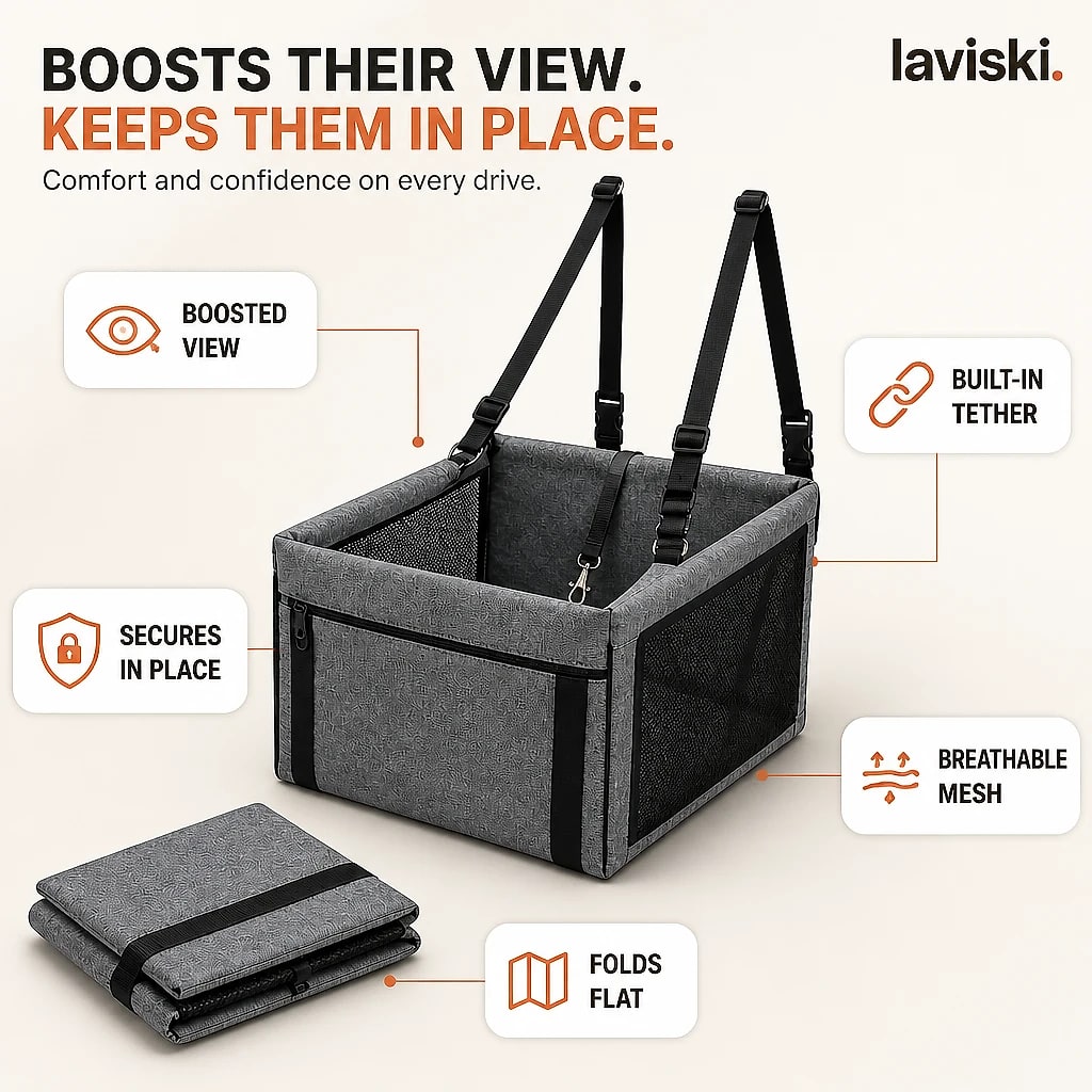 Altura Foldable Car Booster Seat, close-up of the main features