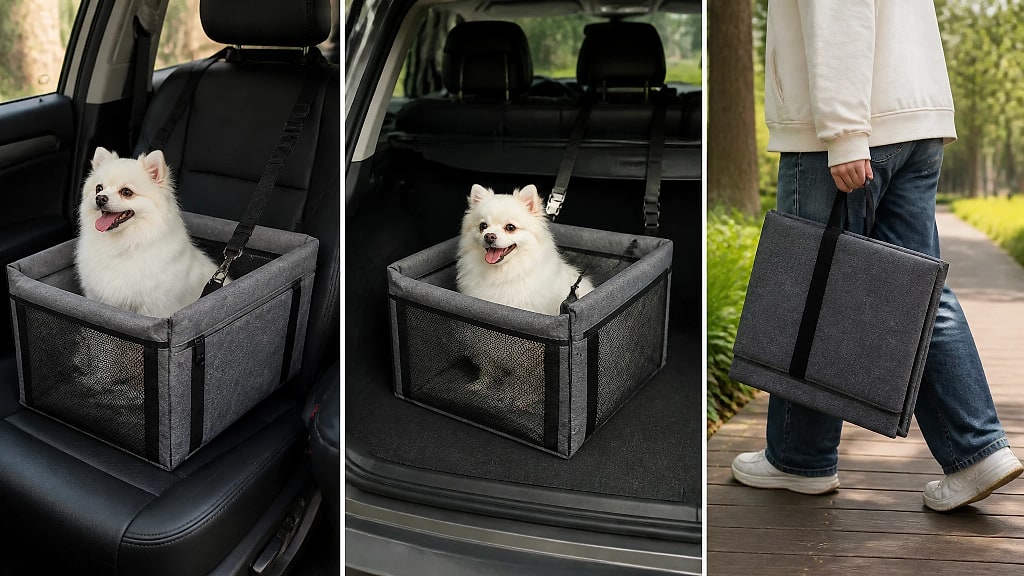Altura Foldable Car Booster Seat, shown in use at home
