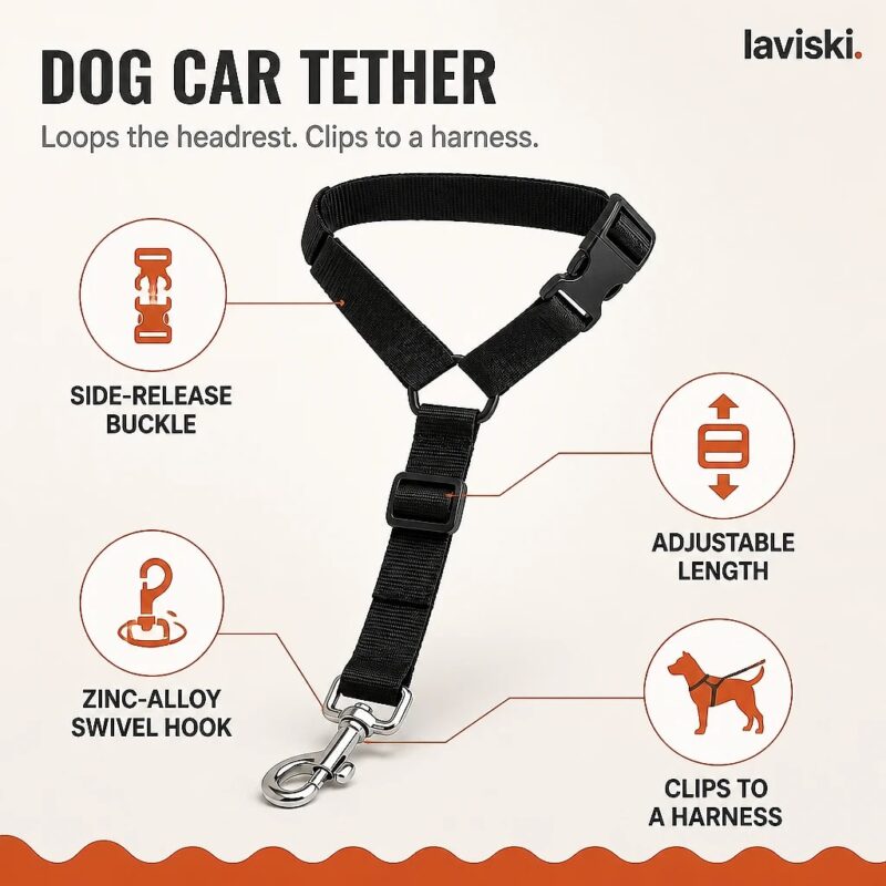 Ancora Dog Car Tether, feature showcase