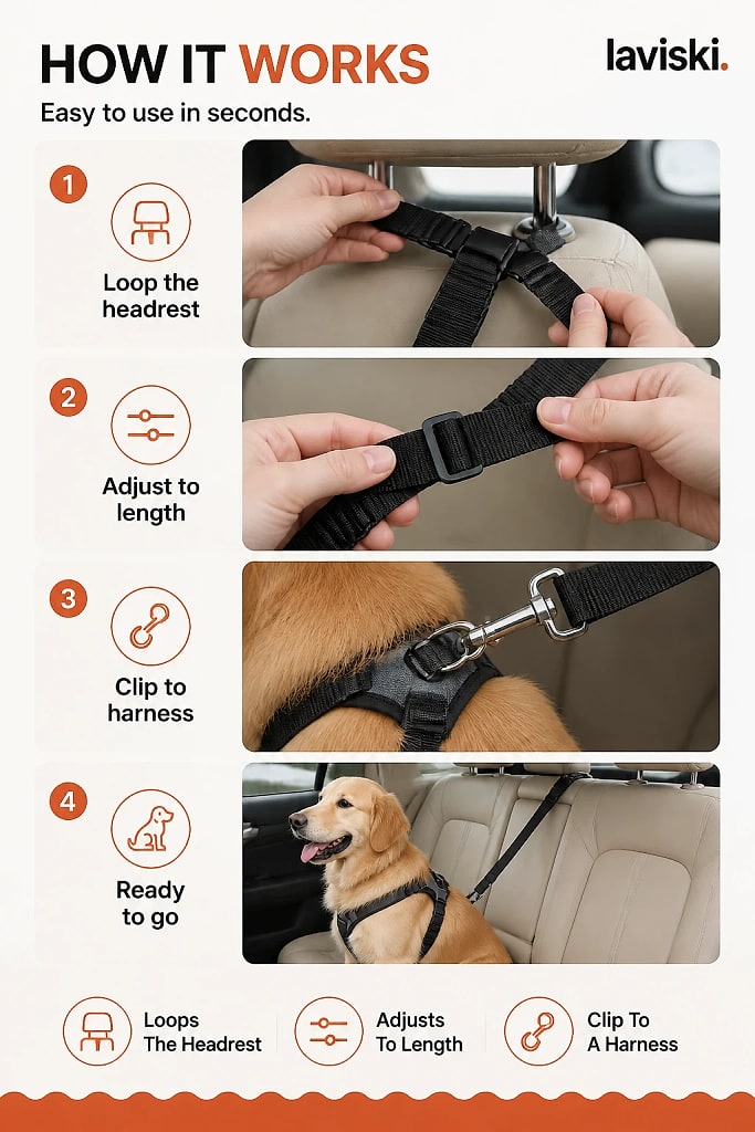 Ancora Dog Car Tether, how to unpack and set it up