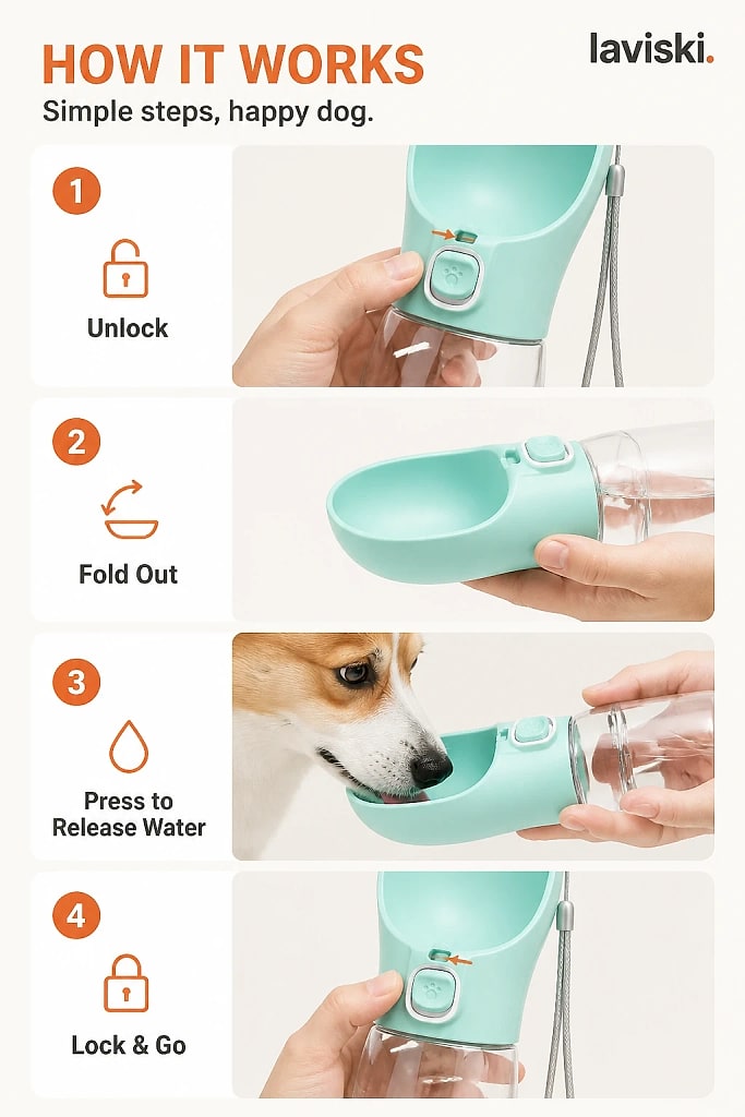 Aquara Portable Dog Water Bottle, how to unpack and set it up