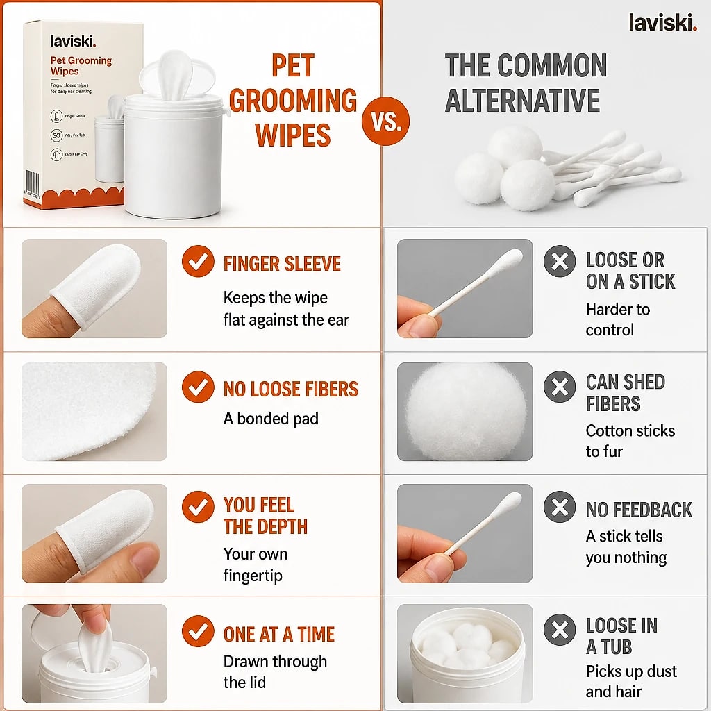 Aurea Pet Ear Cleaning Wipes, compared with the usual alternative