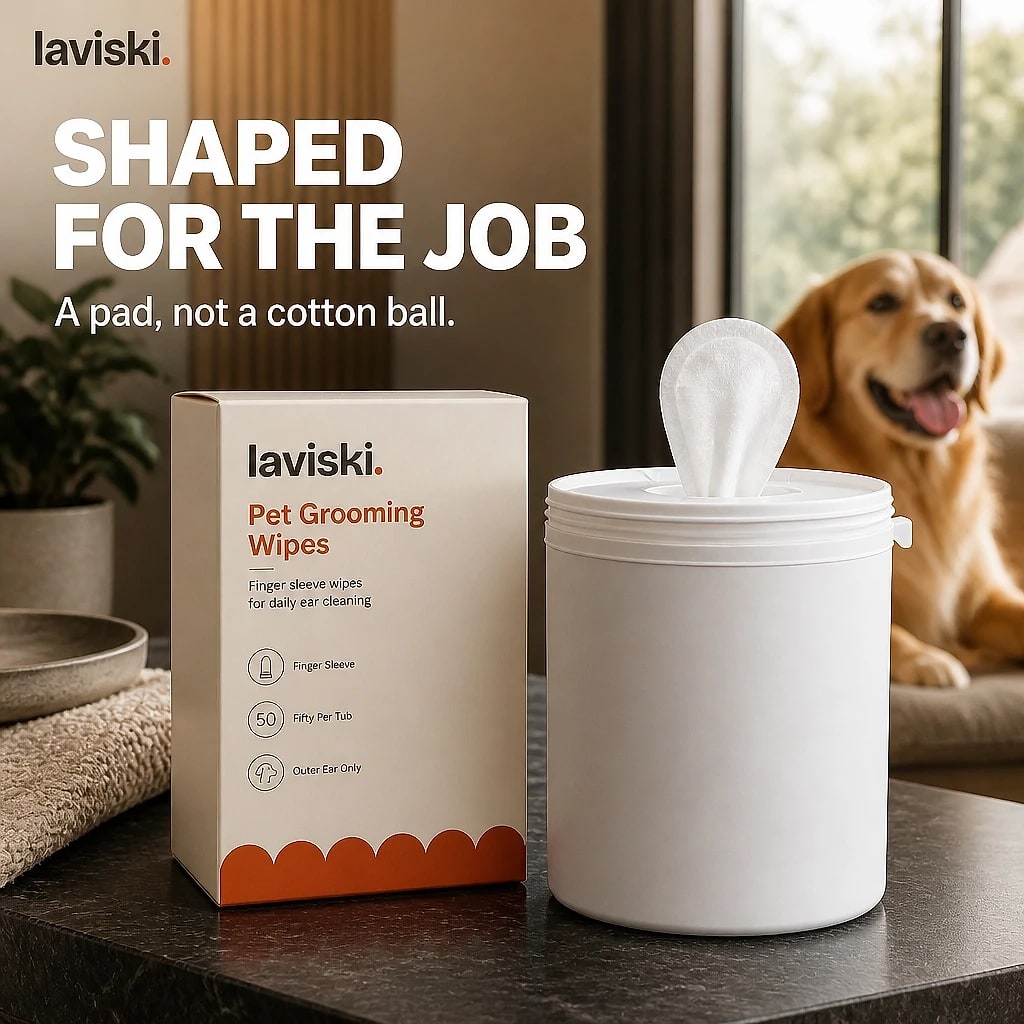 Aurea Pet Ear Cleaning Wipes, shown in a home setting