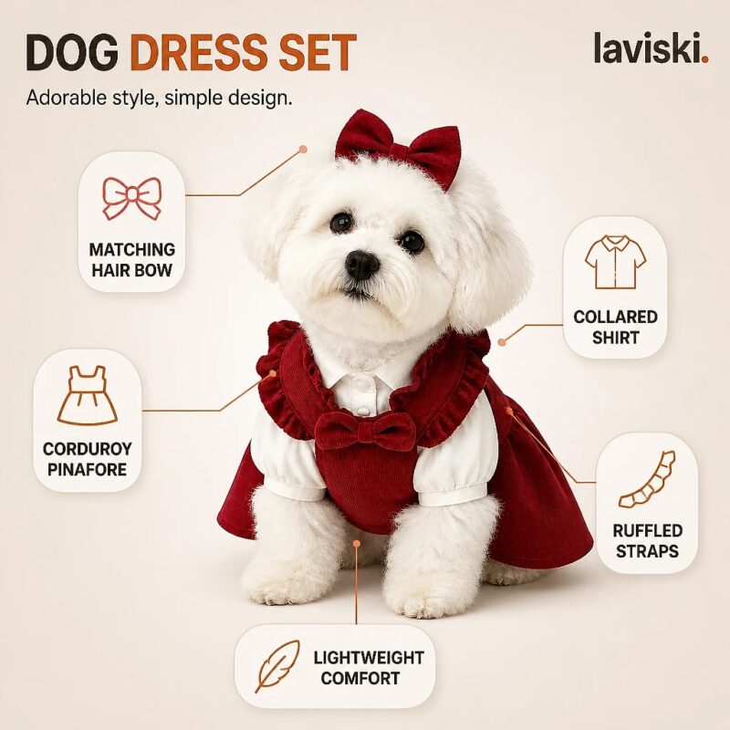 Belora Corduroy Dog Dress Set, feature showcase