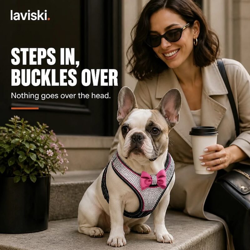 Brilla Rhinestone Dog Harness, closing hero