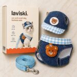 Brisa Denim Cap, Harness and Leash Set, what's included