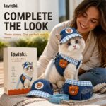 Brisa Denim Cap, Harness and Leash Set, closing hero