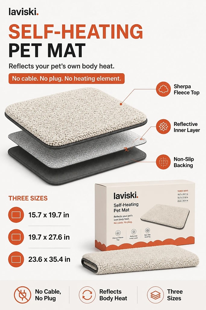 Calida Self Heating Pet Mat, materials and construction detail