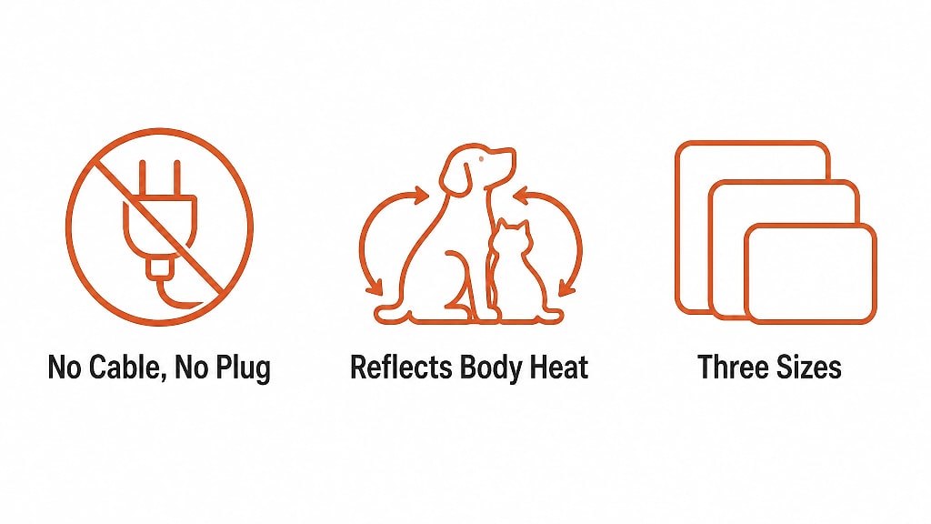 Calida Self Heating Pet Mat, key features at a glance
