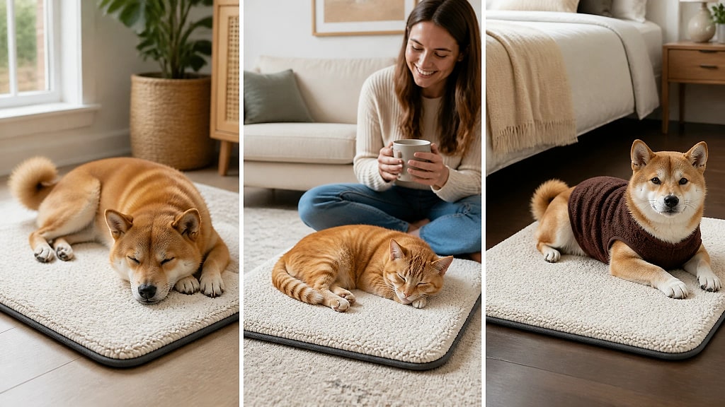 Calida Self Heating Pet Mat, shown in use at home