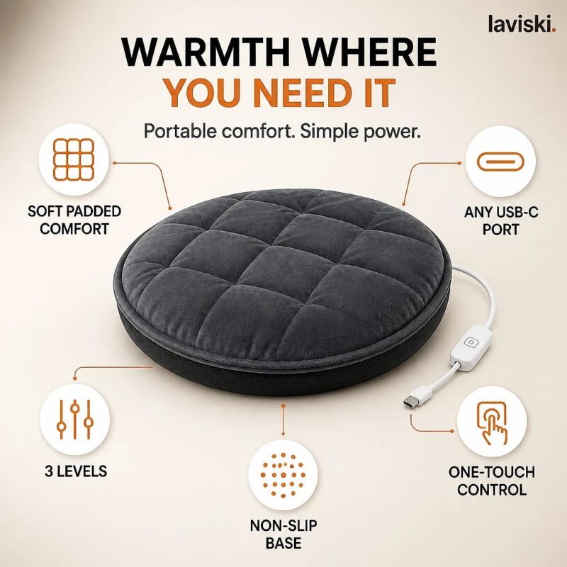 Calora USB Heated Seat Cushion, feature showcase