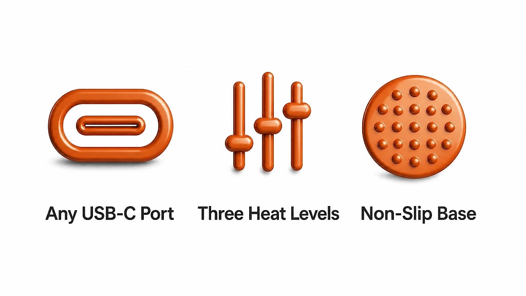 Calora USB Heated Seat Cushion, key features at a glance