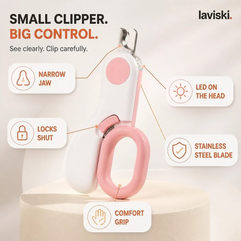 Clipsa Small Pet Nail Clipper with Lock, feature showcase
