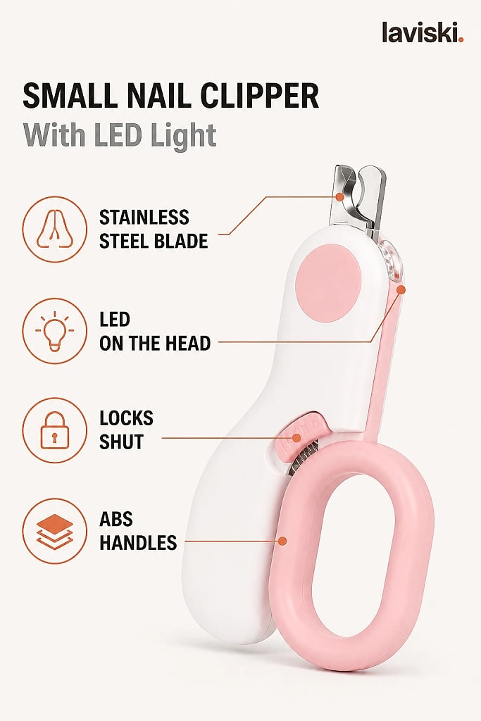 Clipsa Small Pet Nail Clipper with Lock, materials and construction detail