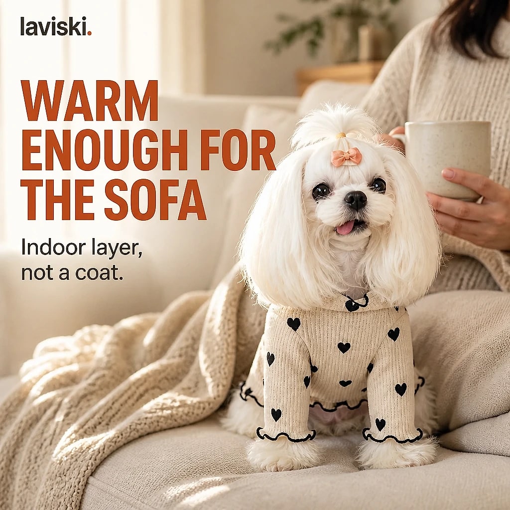 Cozia Waffle Knit Dog Hoodie, in use, pet resting on it