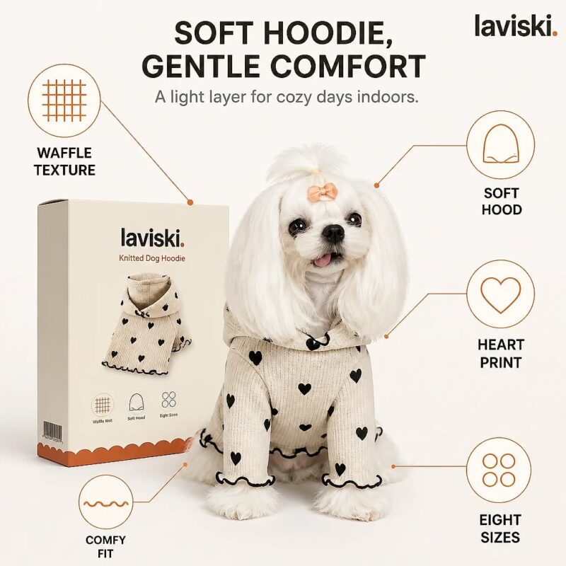 Cozia Waffle Knit Dog Hoodie, feature showcase