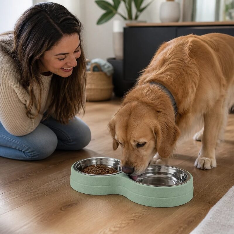 Duetta Double Pet Bowl with Steel Inserts, avatar usage