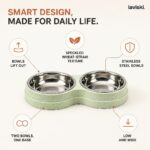 Duetta Double Pet Bowl with Steel Inserts, feature showcase