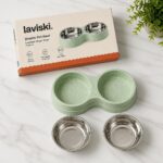 Duetta Double Pet Bowl with Steel Inserts, what's included