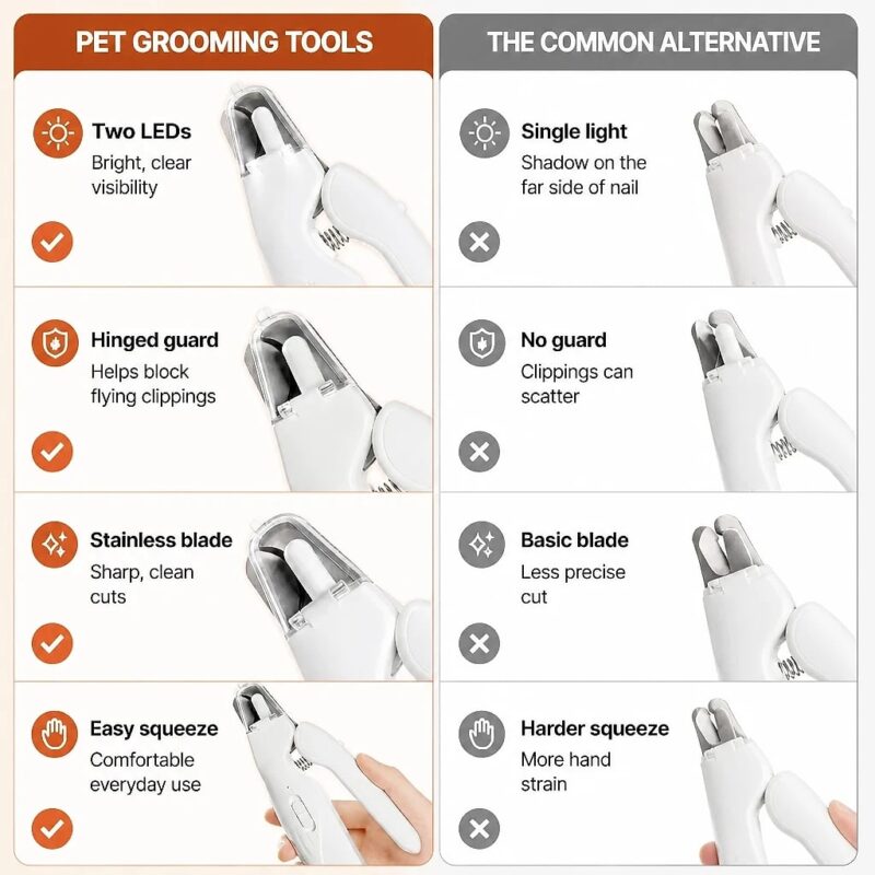 Duetto Twin-LED Nail Clipper with Guard, comparison