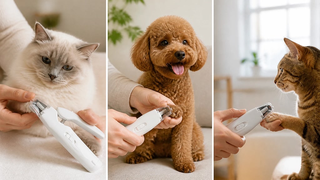 Duetto Twin LED Nail Clipper with Guard, shown in use at home