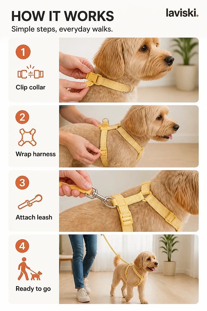 Dulcia Pastel Harness, Collar and Leash Set, how to unpack and set it up