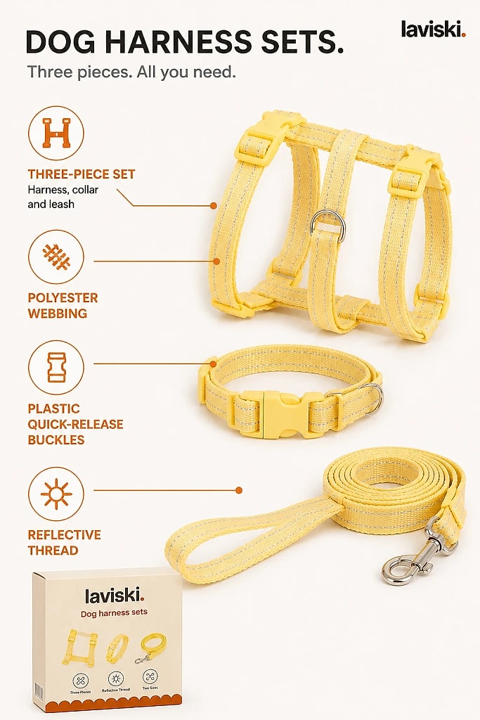 Dulcia Pastel Harness, Collar and Leash Set, materials and construction detail