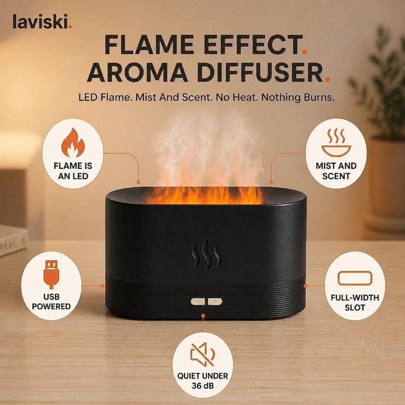 Embera Flame-Effect Aroma Diffuser, feature showcase