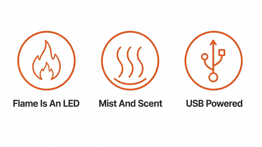 Embera Flame Effect Aroma Diffuser, key features at a glance