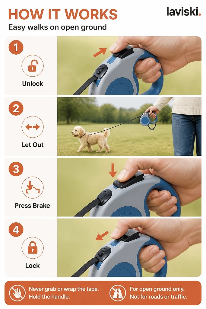 Extara Retractable Dog Lead, how to unpack and set it up