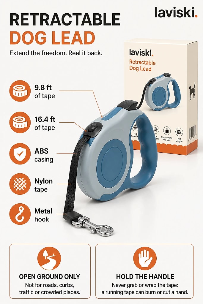 Extara Retractable Dog Lead, materials and construction detail