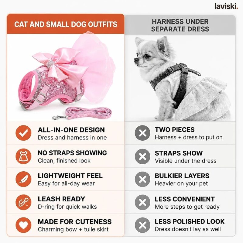 Fiora Sequin Bow Harness Dress and Leash Set, comparison