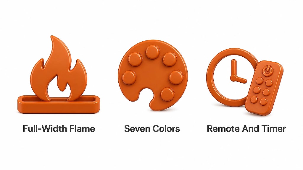 Flamma Fireplace Flame Diffuser, key features at a glance